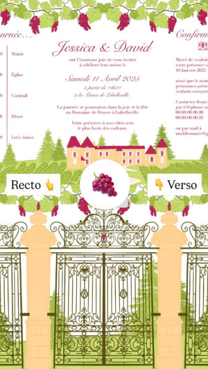 Carte d'invitation - Semi-personnalisable - Viticole Élégant