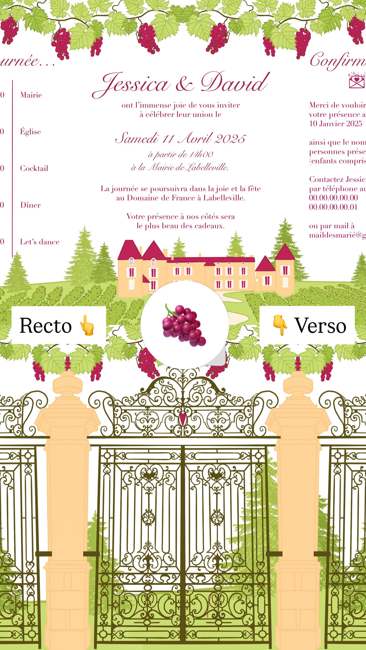 Carte d'invitation - Semi-personnalisable - Viticole Élégant