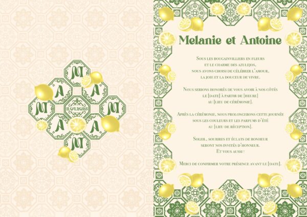 Carte d'invitation - Semi-personnalisable - Méditérranéen Vert