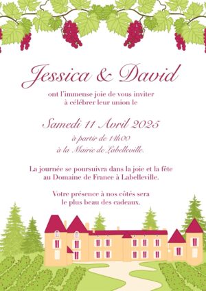 Carte d'invitation - Semi-personnalisable - Viticole Bordeaux
