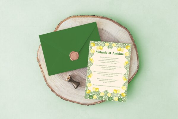 Carte d'invitation - Semi-personnalisable - MéditérranéenCarte d'invitation - Semi-personnalisable - Méditérranéen Vert