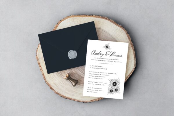 Carte d'invitation - Semi-personnalisable - Élégant Flower Tournesol