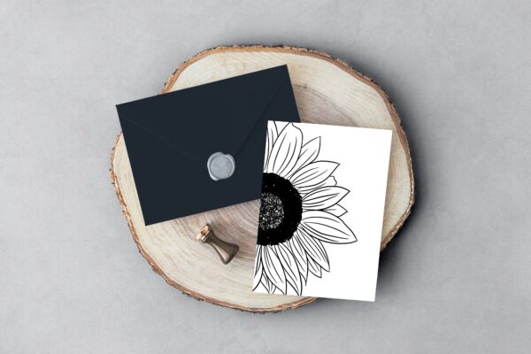 Carte d'invitation - Semi-personnalisable - Élégant Flower Tournesol