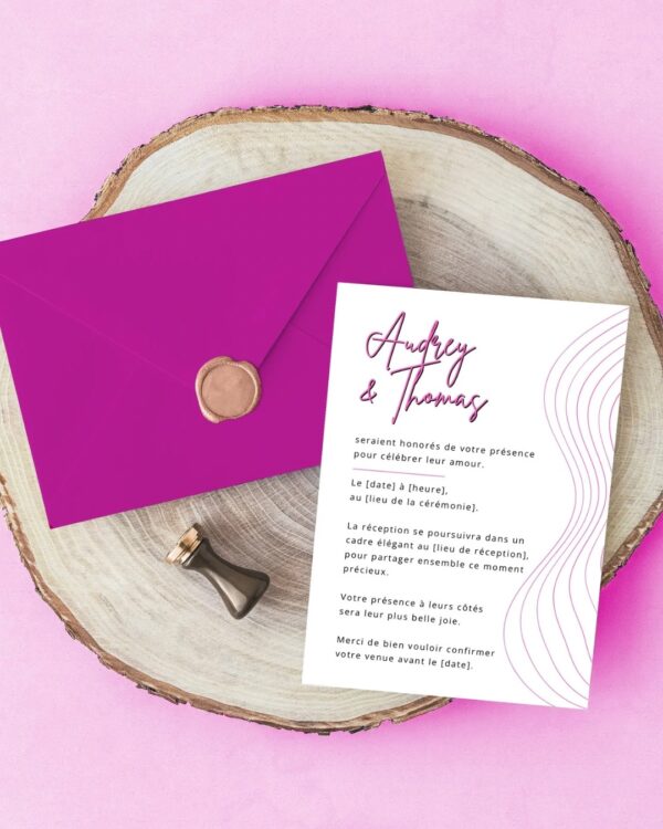 Carte d'invitation - Semi-personnalisable - Graphique RougeCarte d'invitation - Semi-personnalisable - Graphique Rose