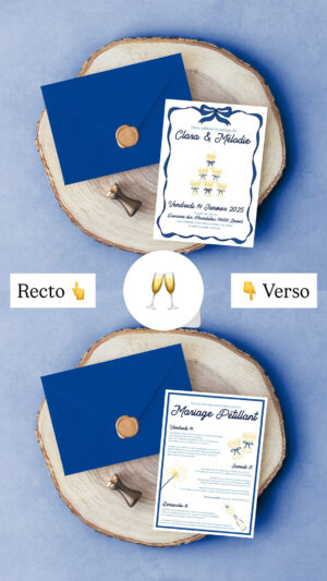 Carte d'invitation - Semi-personnalisable - Champagne