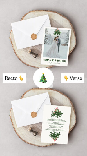 Carte d'invitation - Semi-personnalisable - Sous le Gui