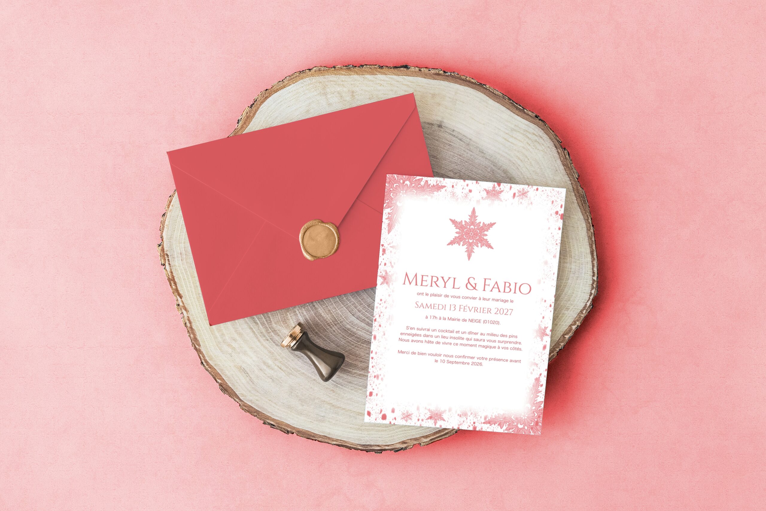 Carte d'invitation - Semi-personnalisable - Avalanche de Flocons – Image 6