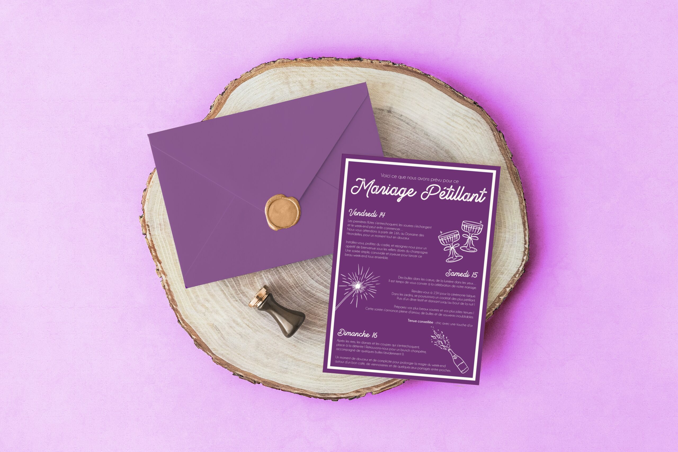Carte d'invitation - Semi-personnalisable - Champagne Inversé – Image 9