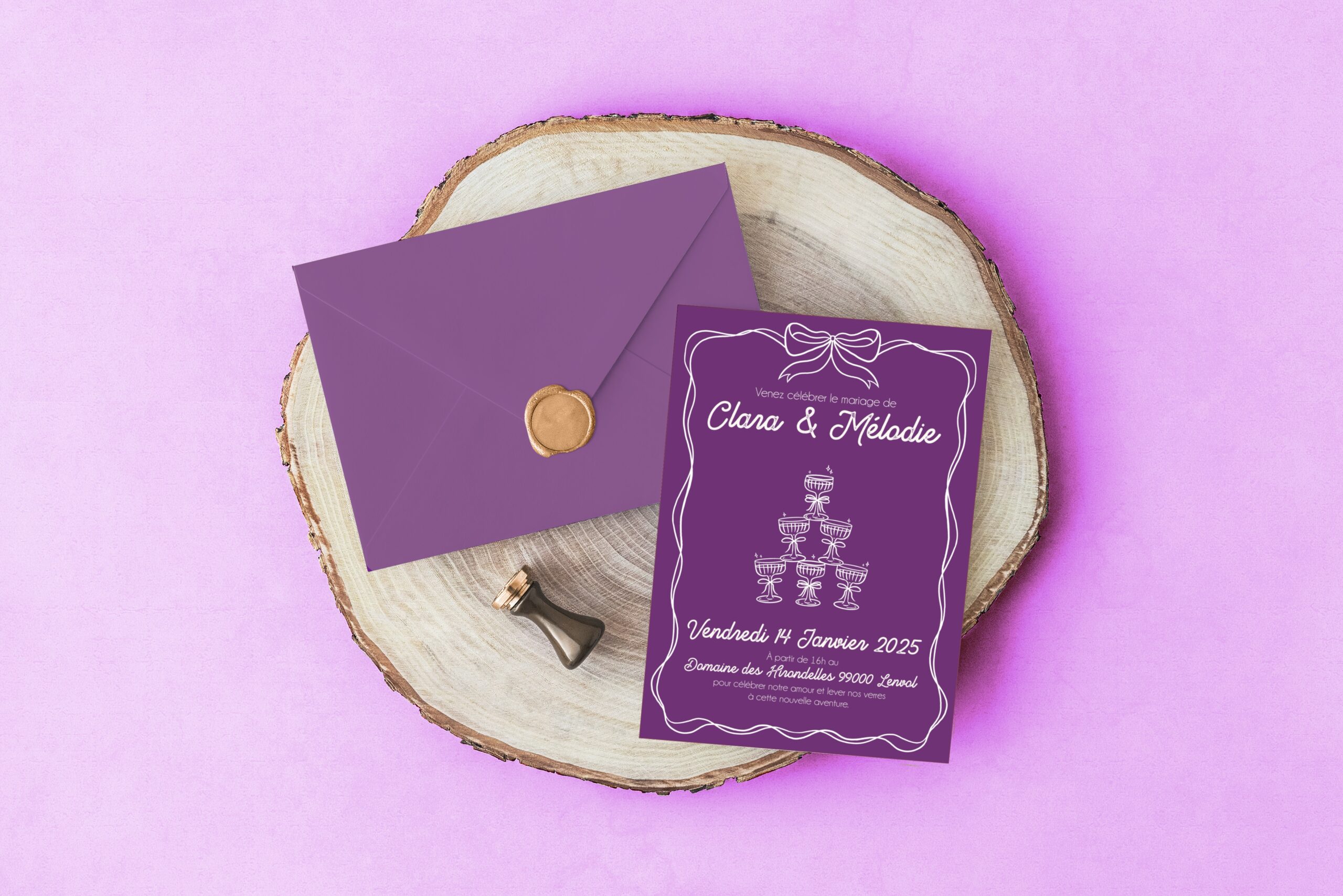 Carte d'invitation - Semi-personnalisable - Champagne Inversé – Image 8