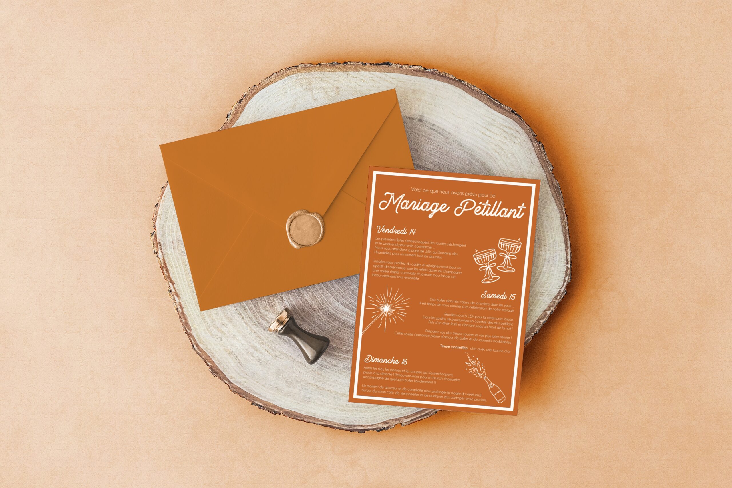 Carte d'invitation - Semi-personnalisable - Champagne Inversé – Image 3