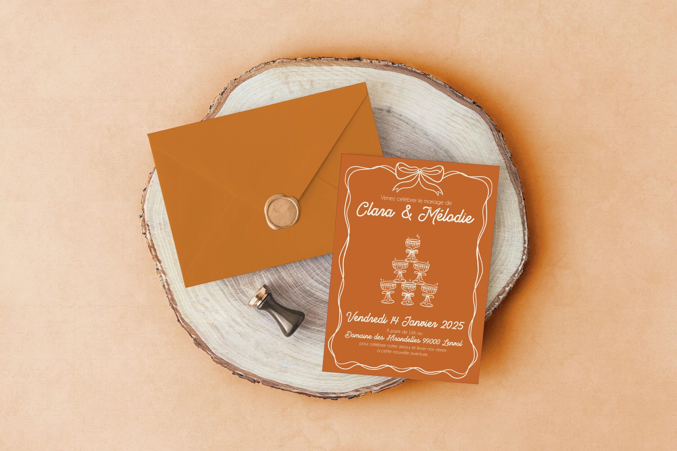 Carte d'invitation - Semi-personnalisable - Champagne Inversé – Image 2