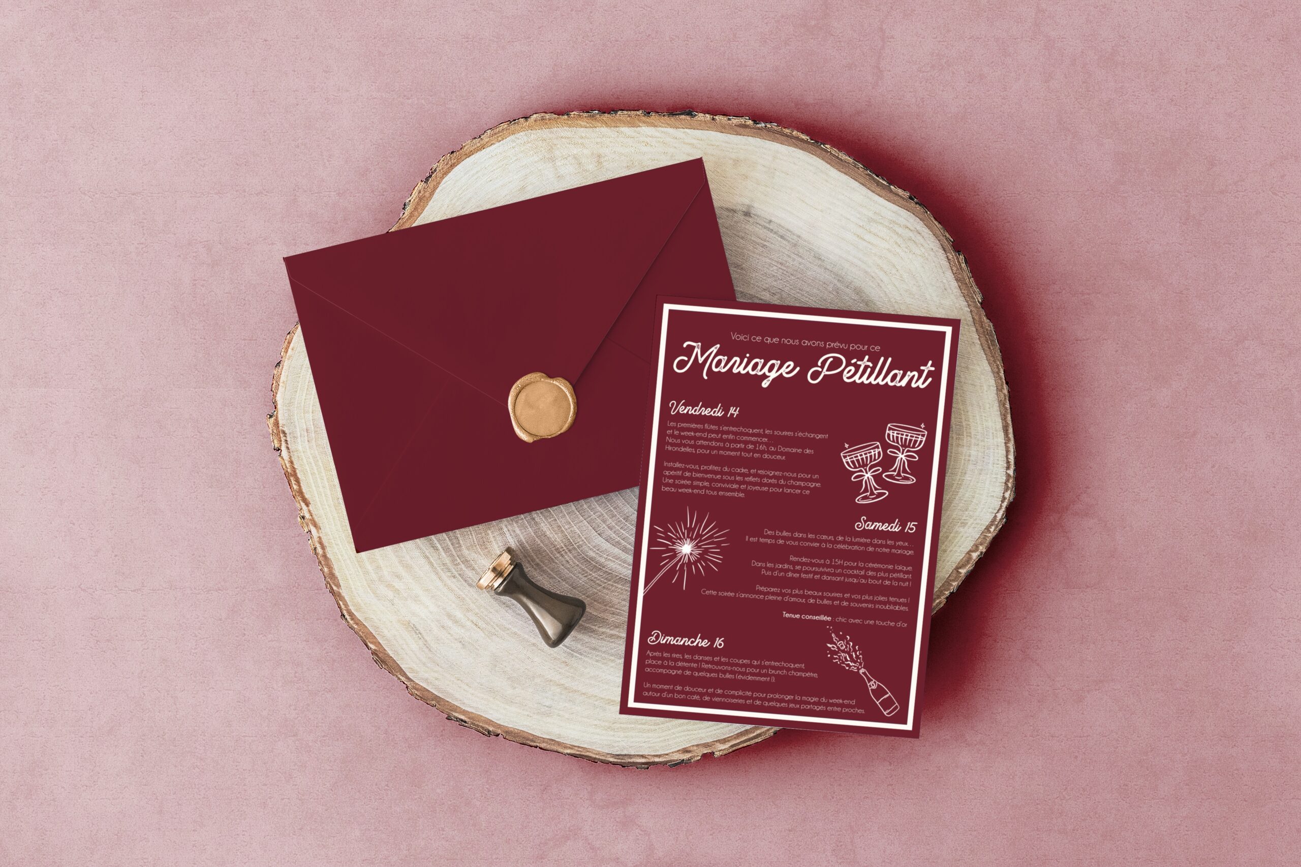 Carte d'invitation - Semi-personnalisable - Champagne Inversé – Image 5