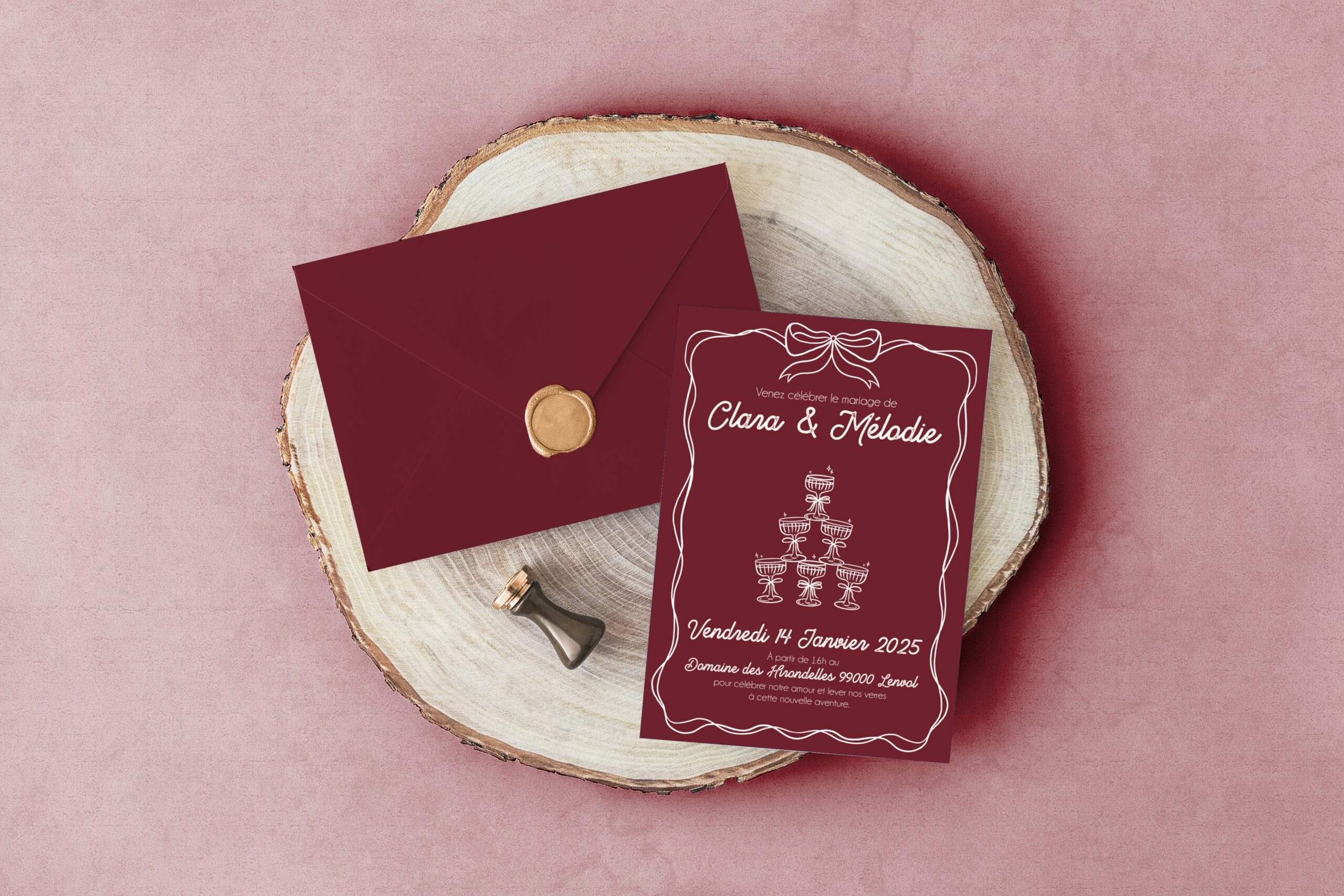 Carte d'invitation - Semi-personnalisable - Champagne Inversé – Image 4