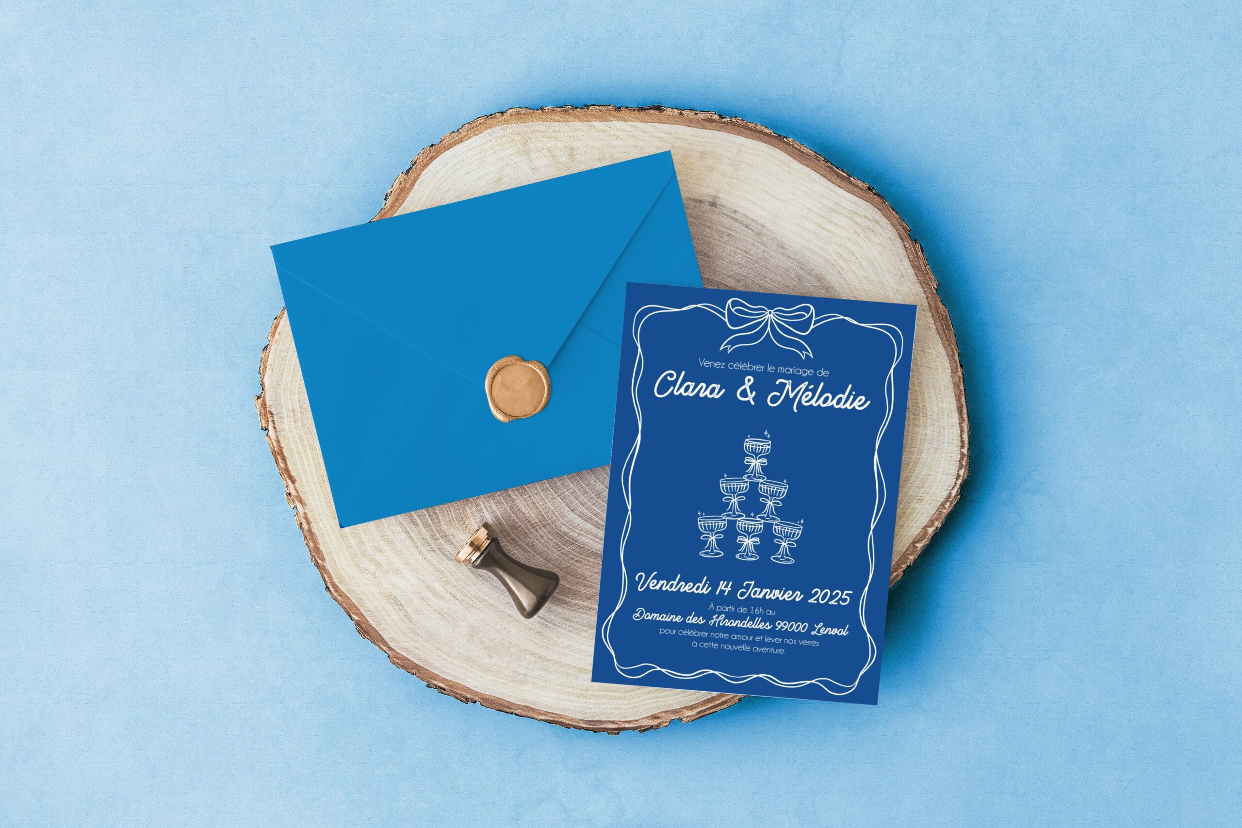 Carte d'invitation - Semi-personnalisable - Champagne Inversé – Image 6