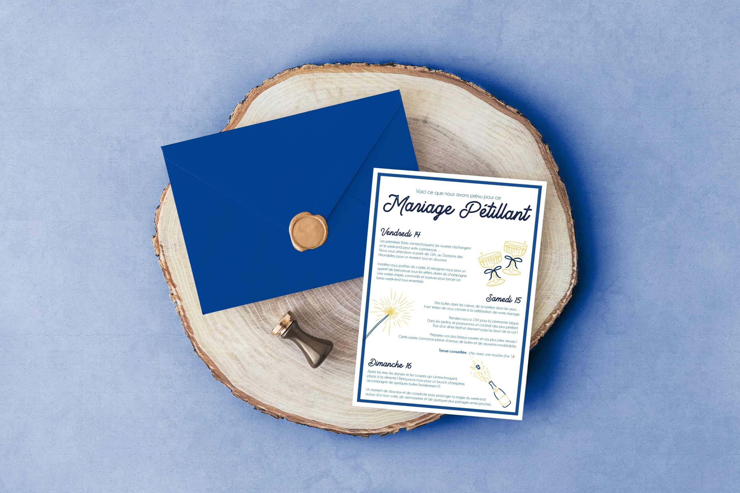 Carte d'invitation - Semi-personnalisable - Champagne – Image 3