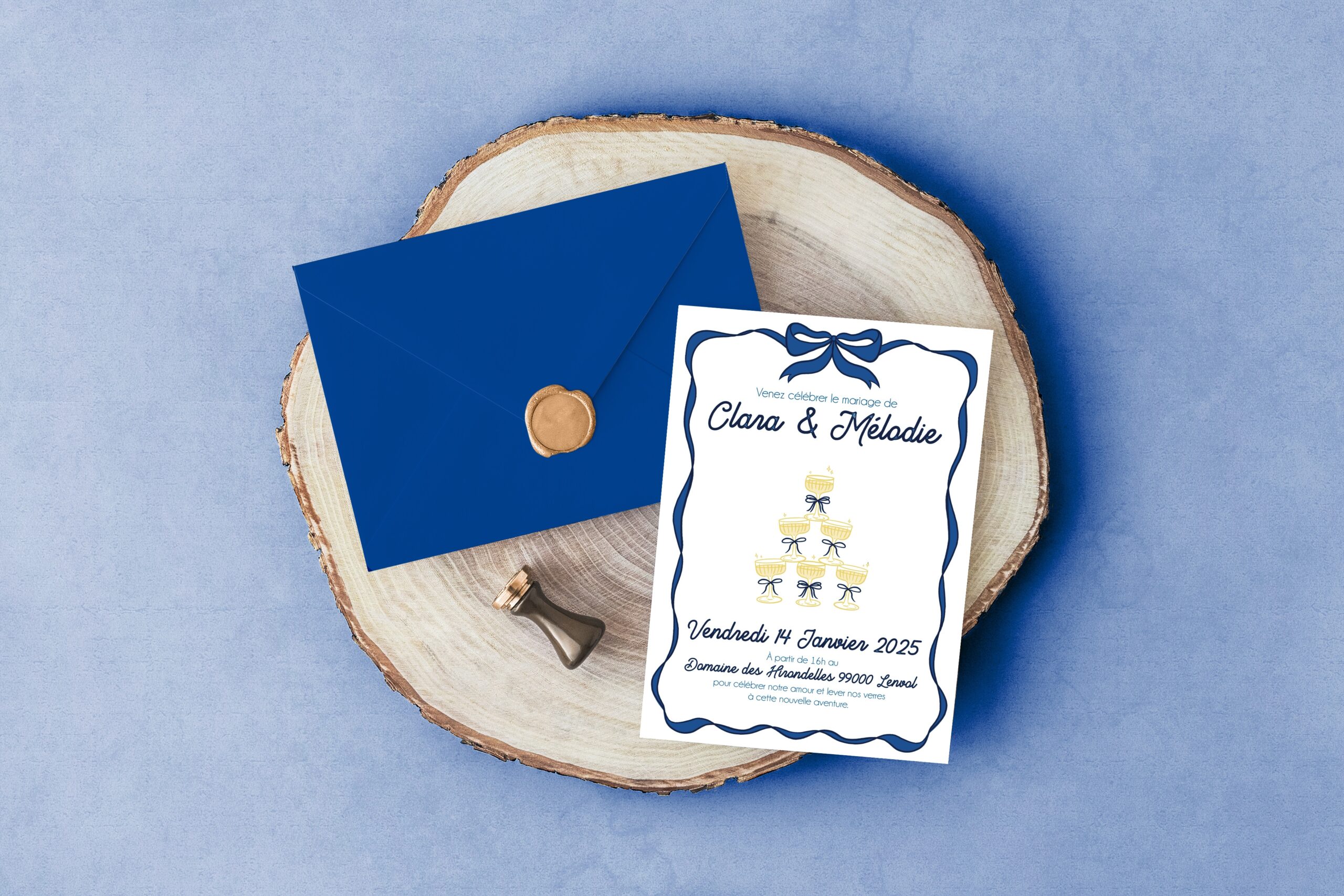 Carte d'invitation - Semi-personnalisable - Champagne – Image 2