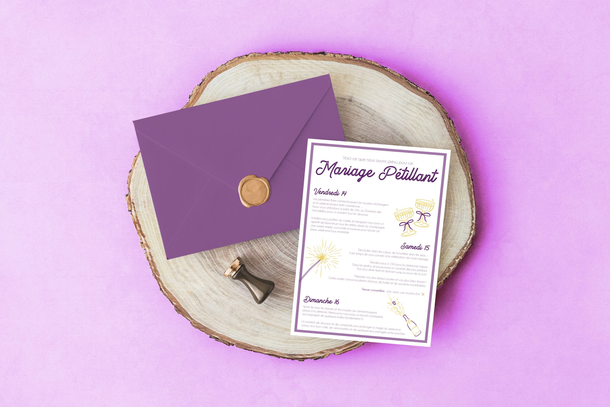 Carte d'invitation - Semi-personnalisable - Champagne – Image 9