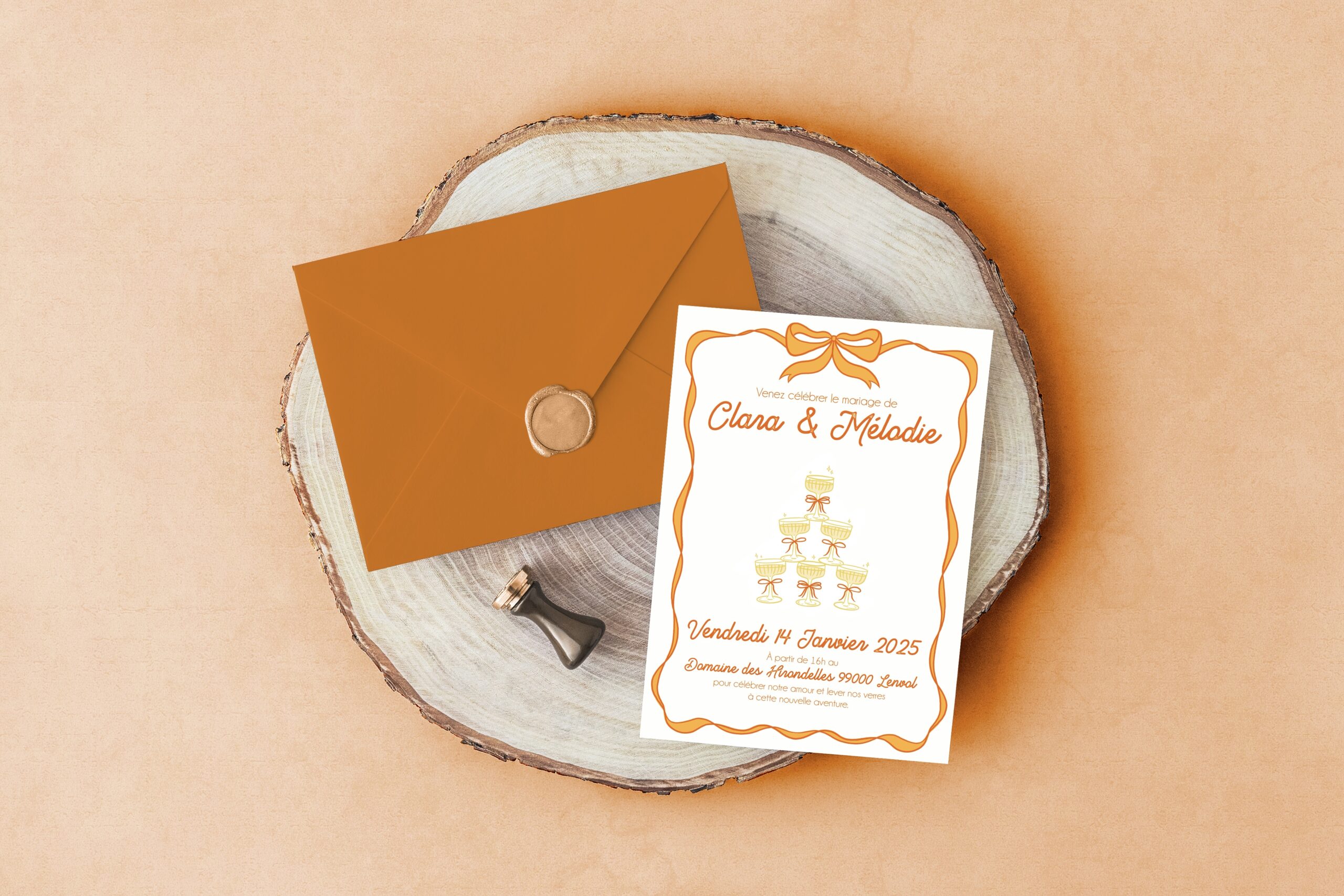 Carte d'invitation - Semi-personnalisable - Champagne – Image 6