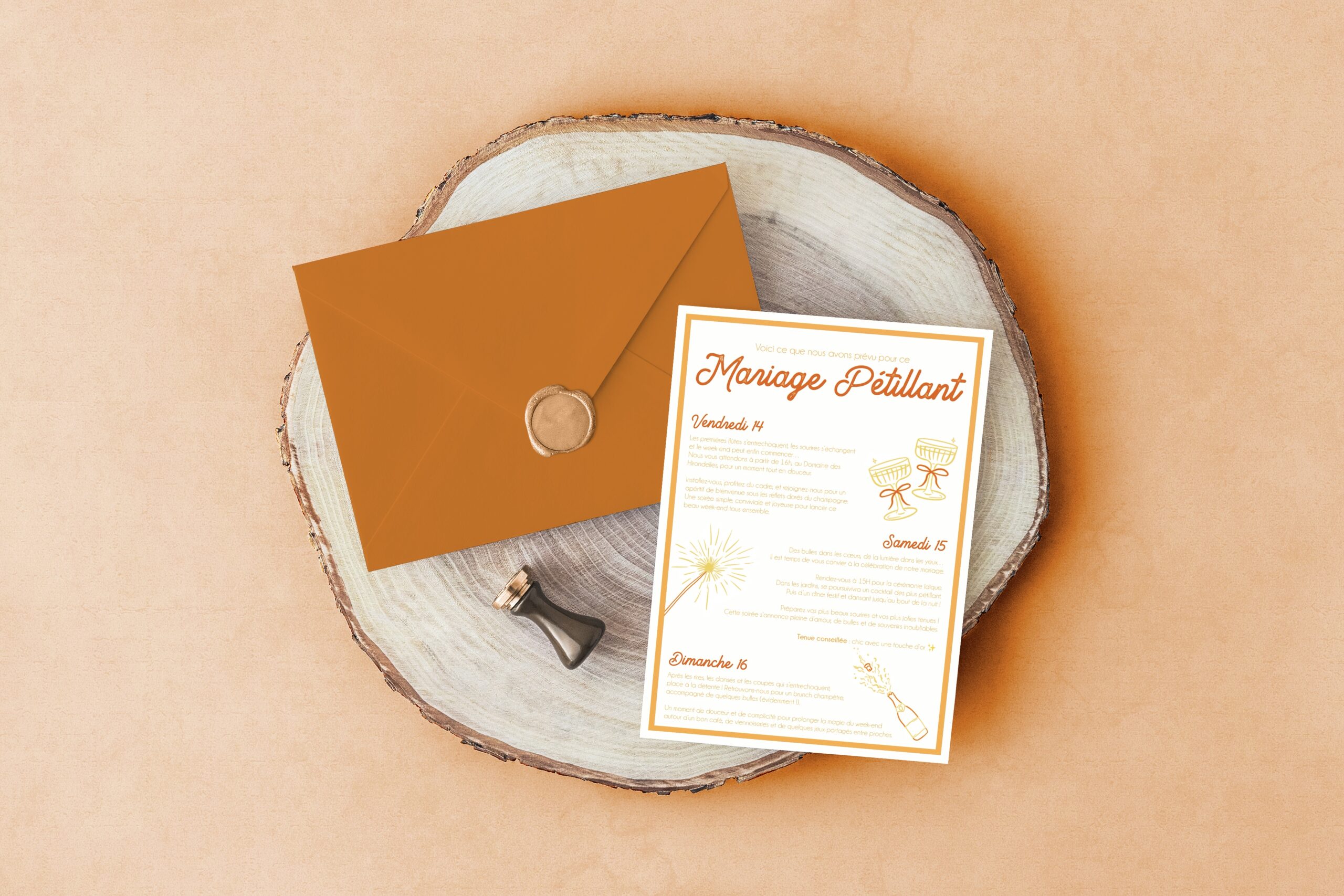 Carte d'invitation - Semi-personnalisable - Champagne – Image 7