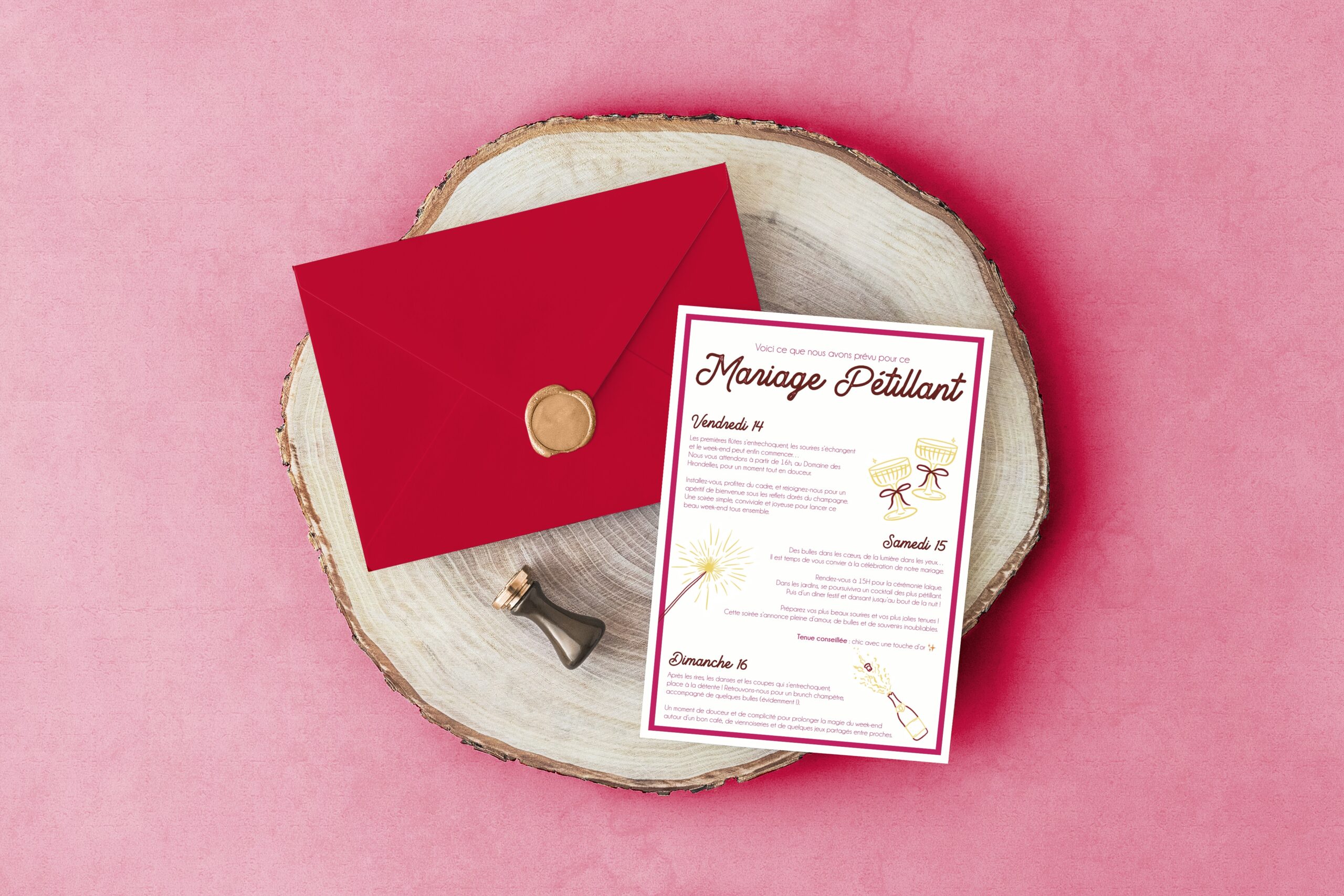 Carte d'invitation - Semi-personnalisable - Champagne – Image 5